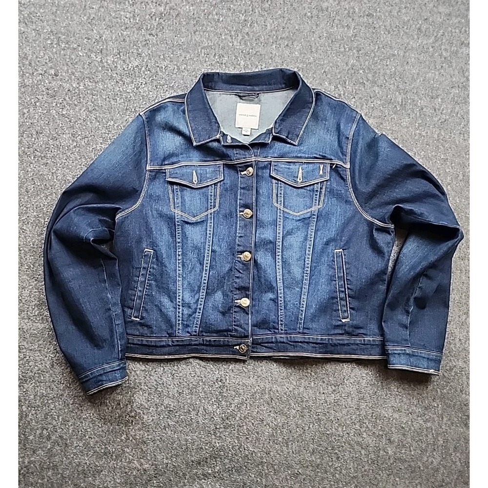 Vintage America Women's Denim Jean Jacket Western Size XXL‎ Blue Missy